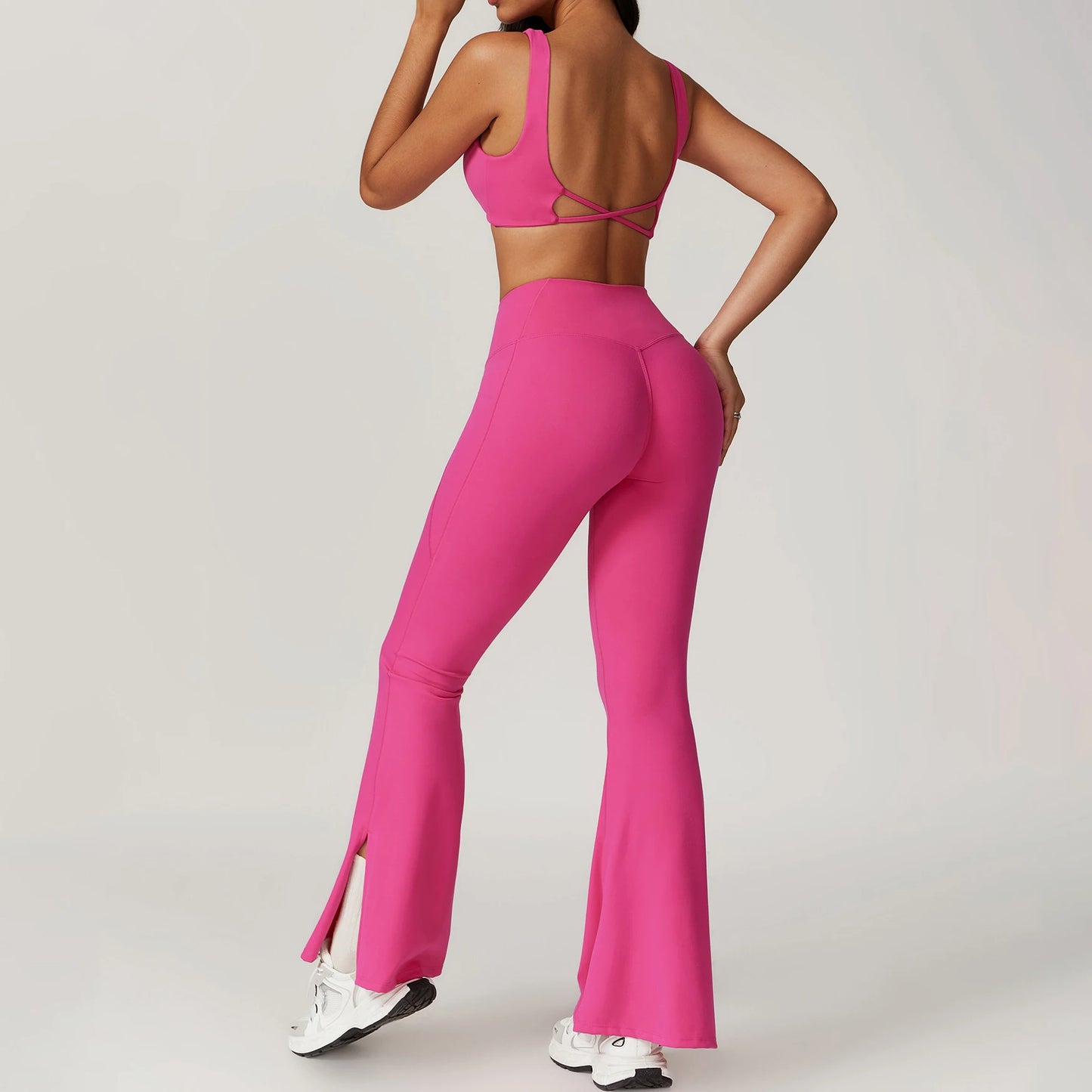 YIYI Wholesale 4pcs Summer High Quality Workout Suits Cooling Flare Leggings Athletic Sets Girls Gym Clothing Sets for Women