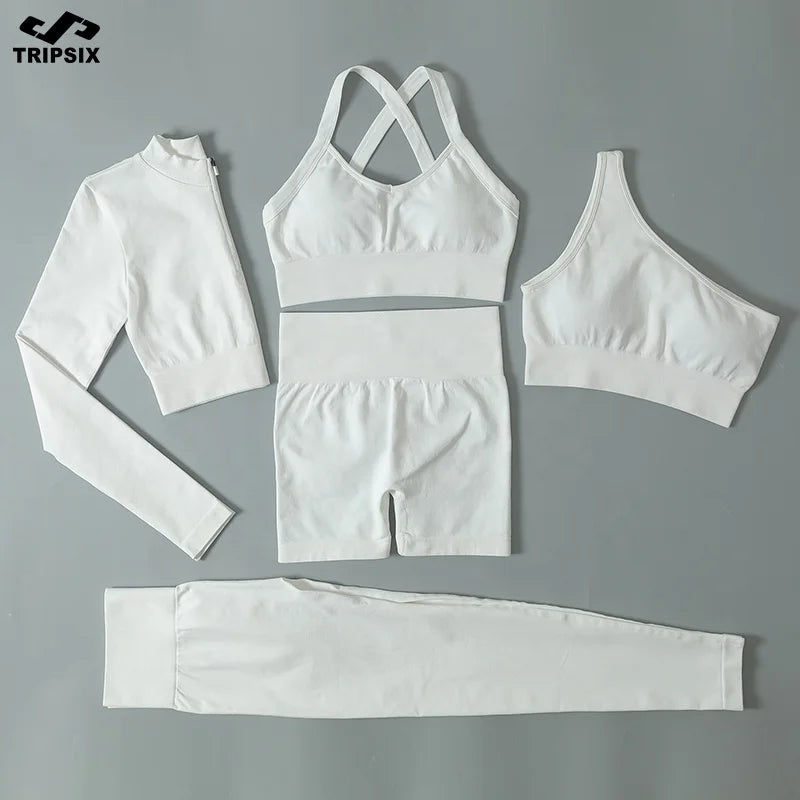Yoga Seamless Set Summer Outfits 5PCS Gym Clothing Sports Wear Workout Yoga Sets Fitness Women