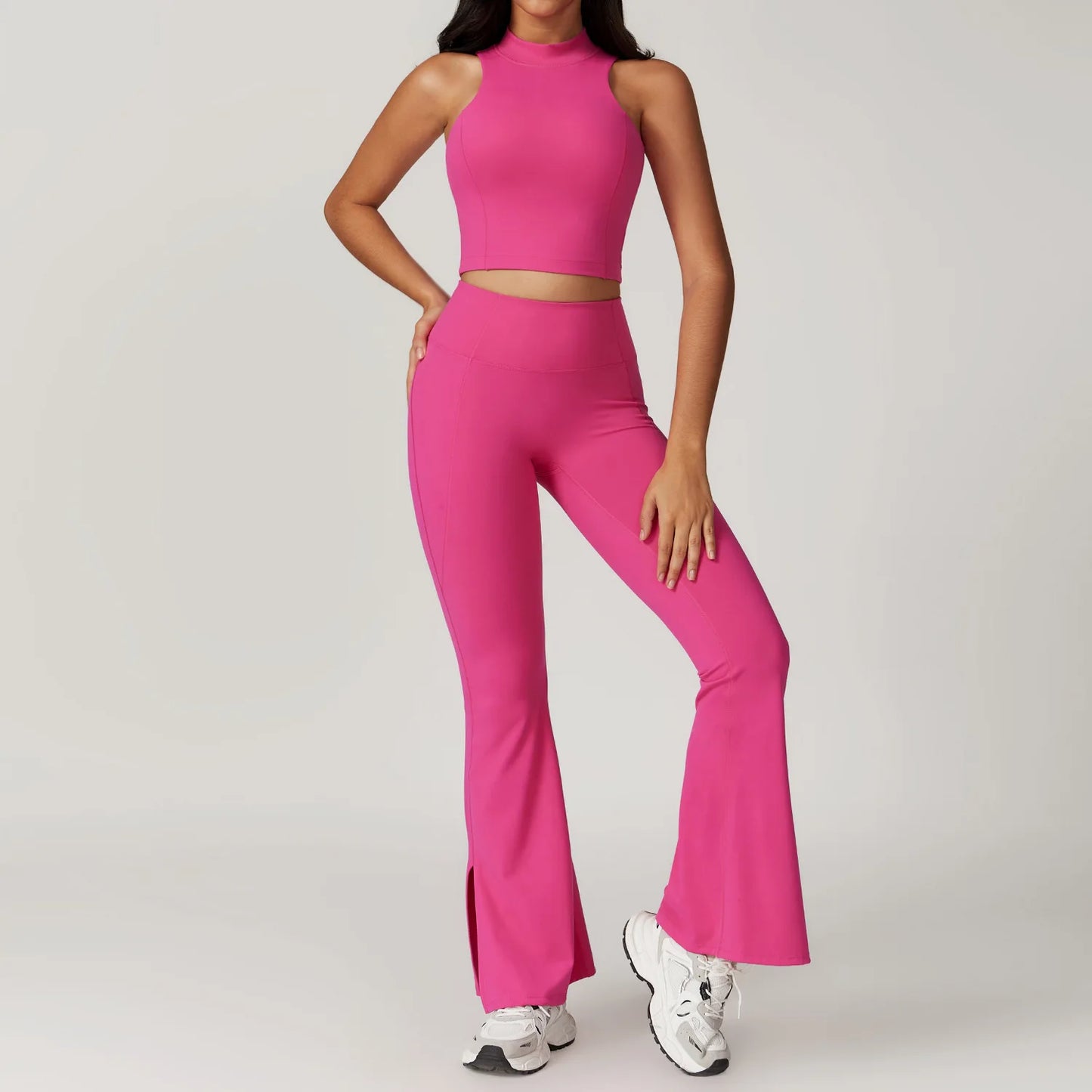 YIYI Wholesale 4pcs Summer High Quality Workout Suits Cooling Flare Leggings Athletic Sets Girls Gym Clothing Sets for Women