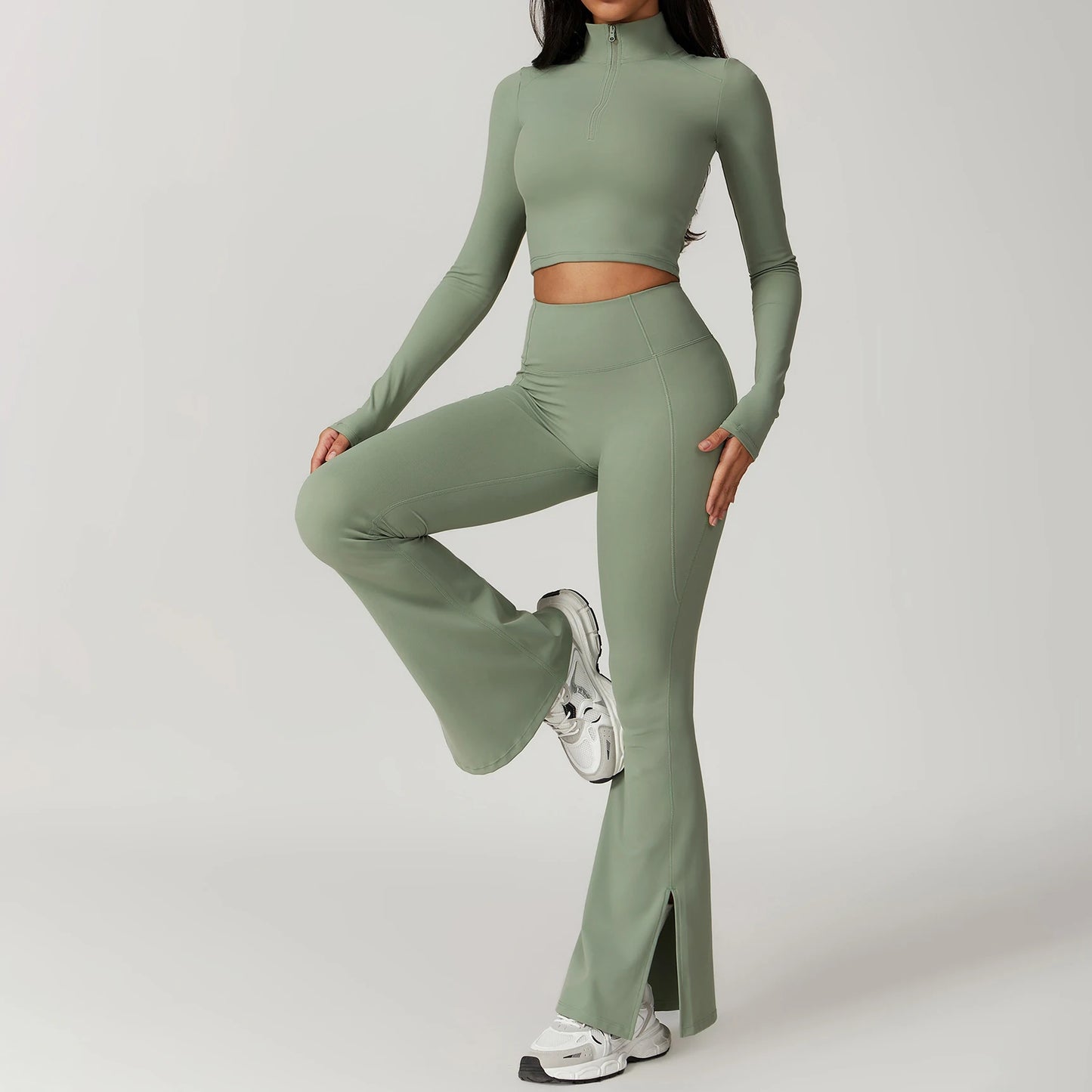 YIYI Wholesale 4pcs Summer High Quality Workout Suits Cooling Flare Leggings Athletic Sets Girls Gym Clothing Sets for Women
