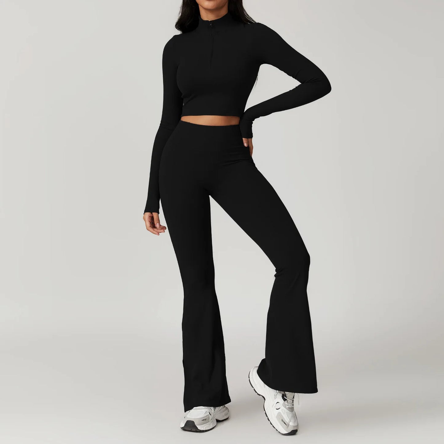 YIYI Wholesale 4pcs Summer High Quality Workout Suits Cooling Flare Leggings Athletic Sets Girls Gym Clothing Sets for Women