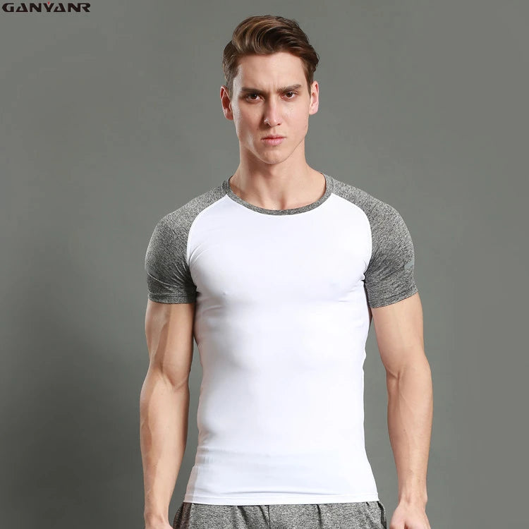 GANYANR Gym Clothing Men Running T-shirt Summer Golf Wear Active Fitness Short Sleeve Sports Bodybuilding Training Yoga Cool Tee