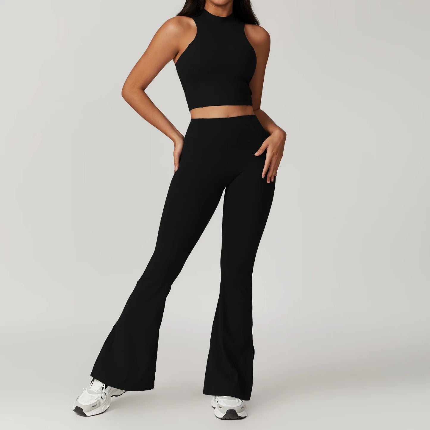 YIYI Wholesale 4pcs Summer High Quality Workout Suits Cooling Flare Leggings Athletic Sets Girls Gym Clothing Sets for Women