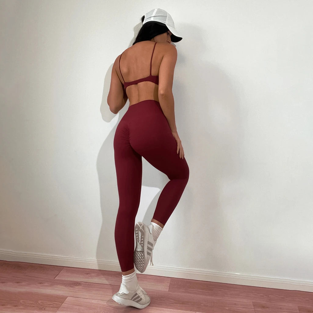 INS Fashion Front Cross Sexy Bra Breathable Yoga Suits Women Scrunch Butt Leggings Sets for Women Gym Clothing Sets Women