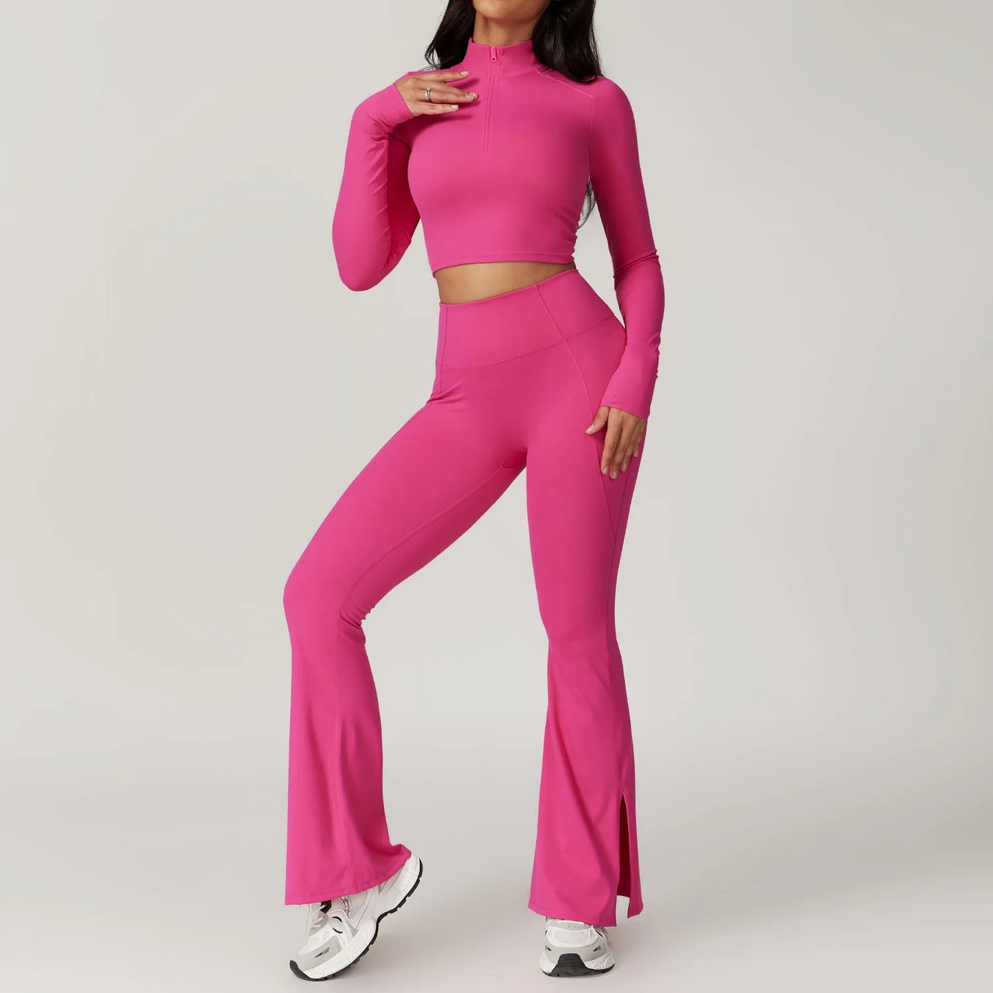 YIYI Wholesale 4pcs Summer High Quality Workout Suits Cooling Flare Leggings Athletic Sets Girls Gym Clothing Sets for Women