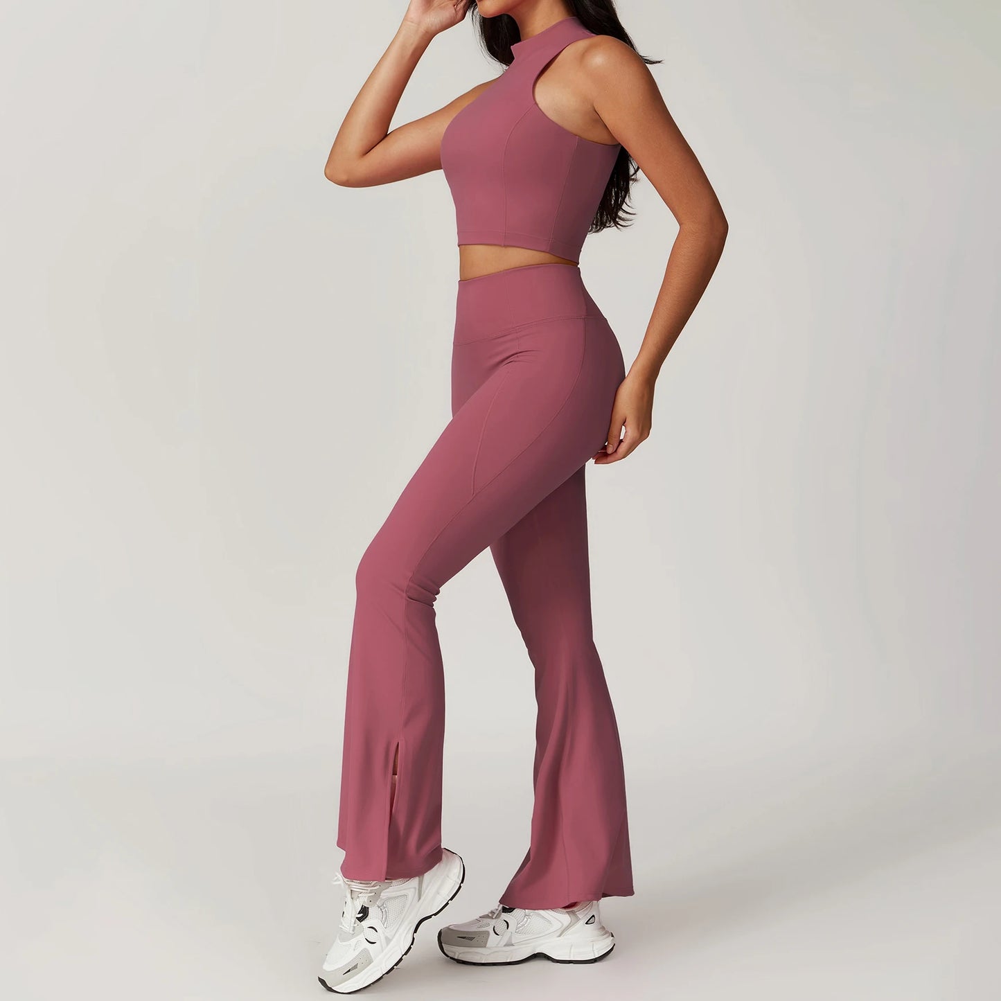 YIYI Wholesale 4pcs Summer High Quality Workout Suits Cooling Flare Leggings Athletic Sets Girls Gym Clothing Sets for Women