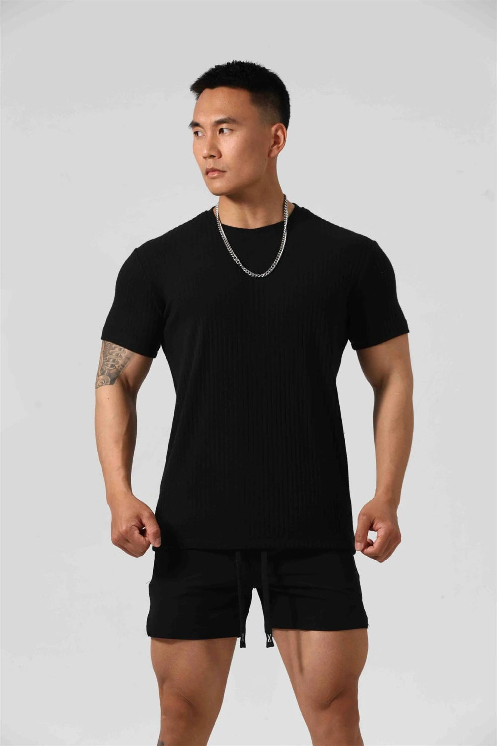 GANYANR Gym Clothing Men Running T-shirt Summer Golf Wear Active Fitness Short Sleeve Sports Bodybuilding Training Yoga Cool Tee