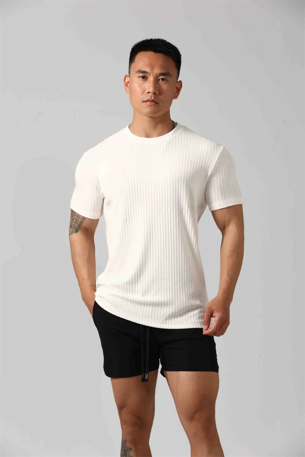 GANYANR Gym Clothing Men Running T-shirt Summer Golf Wear Active Fitness Short Sleeve Sports Bodybuilding Training Yoga Cool Tee