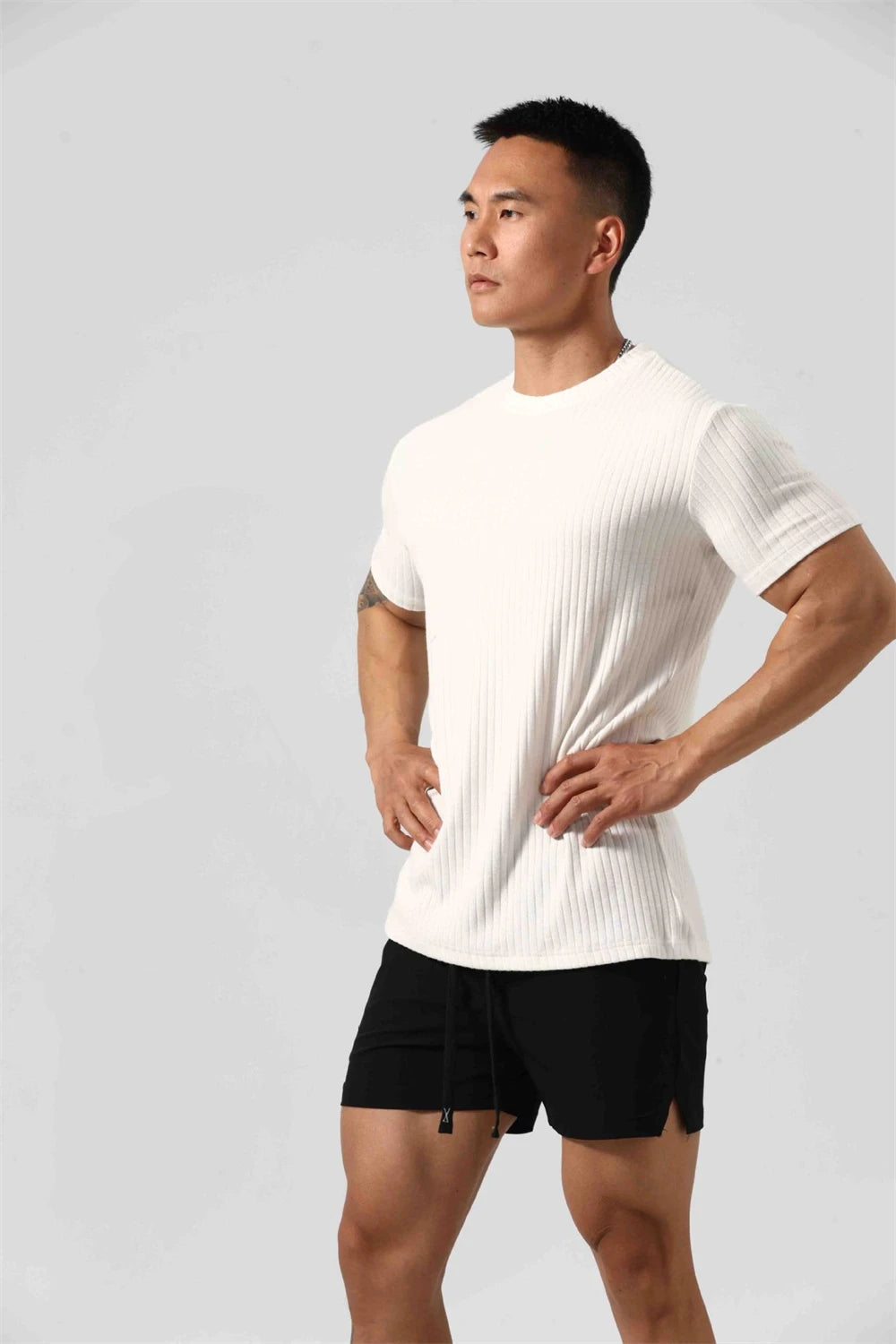 GANYANR Gym Clothing Men Running T-shirt Summer Golf Wear Active Fitness Short Sleeve Sports Bodybuilding Training Yoga Cool Tee
