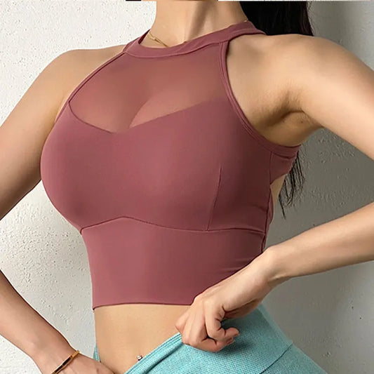 New Fast Delivery Sports Bra Top Fitness Women Racerback Stretchy Crop Tops Gym Clothing Workout Yoga Bra High Impact
