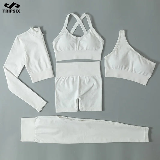 Yoga Seamless Set Summer Outfits 5PCS Gym Clothing Sports Wear Workout Yoga Sets Fitness Women