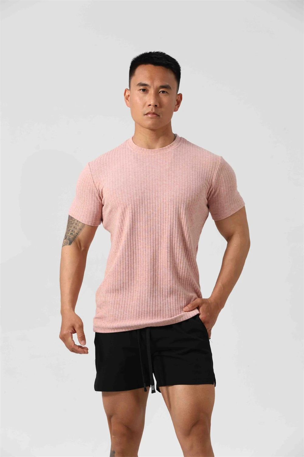 GANYANR Gym Clothing Men Running T-shirt Summer Golf Wear Active Fitness Short Sleeve Sports Bodybuilding Training Yoga Cool Tee